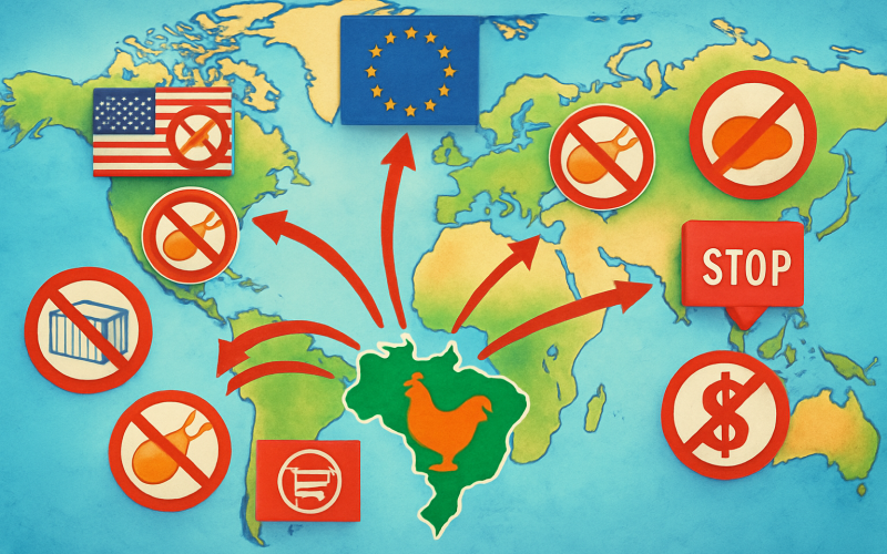 Brazilian poultry imports suspended by China.